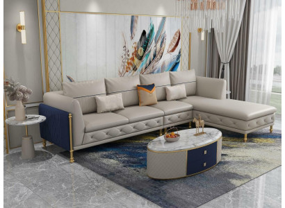 Luxuriéis Wunnzëmmer Eckgarnitur Ecksofa Eckcouch Sofa Polster Eck Couch Lieder
